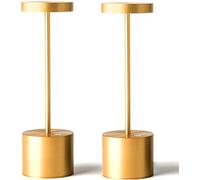 SAKRINGT 2 Pack Cordless Table Lamp Rechargeable, 5000mAh Battery Operated Portable Table Light,Dimming LED Table Lamp for Restaurant/Patio /Outdoor(Gold)