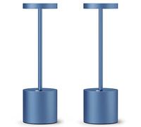 SAKRINGT 2 Pack Cordless Table Lamp Rechargeable,5000mAh Battery Powered Table Light, Dimming Portable LED Desk Lamp for Restaurant/Outdoor(Blue)