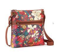 Sakroots Artist Circle Flat Crossbody, Crimson Flower Power, L