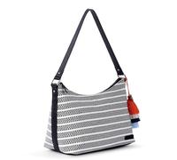 Sakroots Banyan Hobo - Shoulder bag with Zipper Closure, Back Zipper Pocket, detachable key dangle. Lightweight Travel, Work, or Everyday Hobo for Women - Black & White Woven