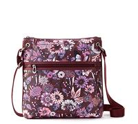Sakroots Women's Artist Circle Flat Crossbody Cross Body Handbag, Cabernet in Bloom, One Size