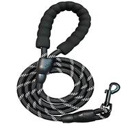Sakruda 5FT Strong Dog Lead,Durable Dog Rope Leash with Soft Padded Handle,Highly Reflective Threads for Night Safety,Suitable for Small, Medium and Large Dogs (black)