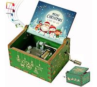 sakruda Wooden Merry Christmas Music Box For Daughter,Son,Wife,Dad,Friends Mum,Hand Crank Merry Christmas Melody Wood Musical Box,Laser Engraved,Gift to Boys,Girls at Christmas Day and New Year