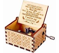 sakruda Wooden Music Box for Mum, from Son or Daughter to Mum,Hand-Crank You Are My Sunshine Melody,Laser Engraved Wood Musical Box for Mum Birthday