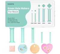 SAKSYK 25PCS Four-Leaf Clover Hole Makers for Resin (2/3/4/6/8mm) - Innovative & Efficient Hole-Maker for Epoxy & UV Resin, Fits All Silicone Molds, Drill-Free for Perfect Holes.(Green)