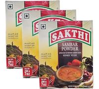 Sakthi Sambar powder, Authentic South Indian Flavor, Spice mix to prepare sambar soup, No added preservatives or artificial flavors, Rich taste and aroma, Indian Origin-200g (Pack of 3)