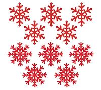 SaktopDeco 10PCS Red Snowflake Felt Coasters Set Christmas Drink Coasters Cup Mat for Christmas Winter Party Decoration