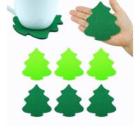 SaktopDeco 16 PCS Felt Christmas Tree Coasters Green Holiday Drink Coasters Set for Christmas Winter Holiday Party Decoration