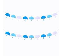 SaktopDeco 2 Pack Umbrella Garland Felt Blue Umbrella Banner Hanging Weather Themed Baby Shower April Party Decorations
