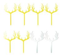 Saktopdeco 20 Counts Gold Plastic Deer Antler Cake Topper Glitter Silvery Christmas Reindeer Cupcake Toppers Picks for Themed Party Decor Supplies