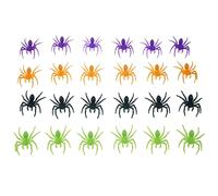 SaktopDeco 24 PCS Small Color Plastic Spiders Fake Scary Realistic Spiders for Halloween Prank Props Decorations