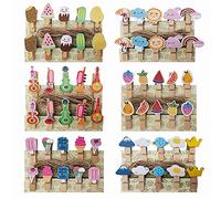 SaktopDeco 60 Counts Mini Wooden Clothespins Small Decorative Wood Peg Pin Craft Clip Pattern of Fruits Ice Cream Musical Instruments