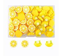 SaktopDeco 90 PCS Resin Lemon Fake Lemon Slices with No Holes Flat Back Resin Fruit Charms Bulk Embellishments for Crafts Accessories