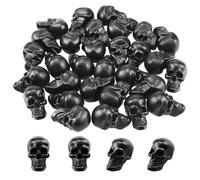 SaktopDeco Small Black Skull Plastic Skull Heads Decor Halloween Skeleton Head for Crafts Bar Home Table Party Decorations