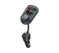 Sakura 12V Bluetooth FM Transmitter 5.0 for Cars SS5437-8m Range, Noise Cancelling, USB Charging Ports, Large Colour Display