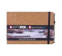 SAKURA A5 Hardcover Sketchbook with Pigma Micron Pen, 80 Cream White Acid-Free Sheets, 140g/m², Pen Holder, Elastic Closure, Ideal for Ink, Pencil, Oil Pastel, Charcoal Creations