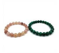 Sakura Agate & Malachite Beads 4/6/8/10mm 16 Size Combos | Natural Malachite Beads for Jewelry Making Bracelet and Necklace Crafts(80pcs of 10mm+8mm)