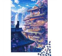 Sakura Anime Cat Japanese Jigsaw Puzzle 1000 Pieces for Quiet Time, 38x26cm/1000pcs