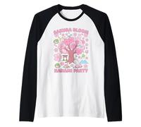 Sakura Bloom Hanami Party Cute Japanese Kawaii Spring Animal Raglan Baseball Tee