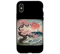 Sakura Blossom Fuji Wave Sunset Japanese Art Case for iPhone X/XS