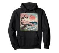 Sakura Blossom Fuji Wave Sunset Japanese Art Pullover Hoodie