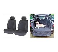 Sakura Car and Van Front Seat Covers - 'Hampton - 1 Pair in Black - Universal Easy Fit & Boot Liner Bumper Protector For Cars SS4612 - Universal Fit Heavy Duty Wipe Clean Tear Proof