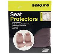 Sakura Car And Van Front Seat Protectors DFFP1 - Pair Of Grey Water Resistant Covers - Universal Fit- Side Airbag Compatible