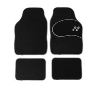 Sakura Car Mats Set of 4 Heavy Duty Hard Wearing Black Velour Carpet Silver Welly Logo Matching Trim Universal Fit Front Rear Heelpad Non-Slip Backing RHD