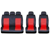Car Seat and Headrest Covers - 'Camden' Full Set in Black with Red Inserts - Universal Easy Fit