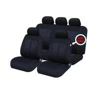 Sakura Car Seat and Headrest Covers - 'Kensington' Full Set in Black with Contrasting Inserts - Universal Easy Fit