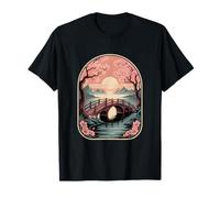 Sakura Cherry Blossom Bridge Lake Landscape T-Shirt