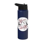 Sakura Cherry Blossom Crane Bird Japan Spring Stainless Steel Insulated Water Bottle