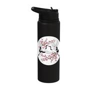 Sakura Cherry Blossom Crane Bird Japan Spring Stainless Steel Insulated Water Bottle