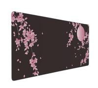 Sakura Cherry Blossom Extended Gaming Mouse Pad Non-Slip Rubber Base Pink Large Mousepad 35.4×15.7in with Stitched Edge Waterproof Flower Keyboard Pads Black Desk Laptop Mats for Work/Game/Office
