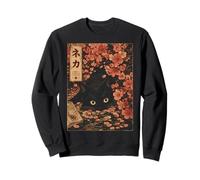 Sakura Cherry Blossom Japanese Cat Ukiyo-e Vintage Sweatshirt