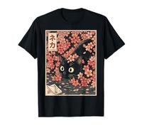 Sakura Cherry Blossom Japanese Cat Ukiyo-e Vintage T-Shirt