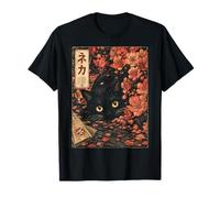 Sakura Cherry Blossom Japanese Cat Ukiyo-e Vintage T-Shirt