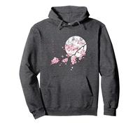 SAKURA CHERRY BLOSSOM JAPAN'S FAVORITE FLOWER Pullover Hoodie, Adult Unisex, Dark Heather Grey, Large