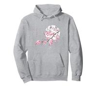 SAKURA CHERRY BLOSSOM JAPAN'S FAVORITE FLOWER Pullover Hoodie, Adult Unisex, Heather Grey, Medium