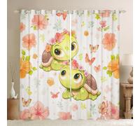 Sakura Cherry Blossom Window Treatments Drapes Decor For Bedroom Ocean Animal Tortoise Window Curtains 2 Panel Sets 52 x 63 Inch Cute Sea Turtle Blackout Curtains Butterfly Decor