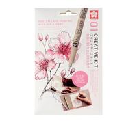 Sakura Creative Kit, 3 Pens, 3 x A6 Multi Media Paper Sheets (Cherry Blossoms)