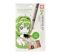 Sakura Creative Kit, 3 Pens, 3 x A6 Multi Media Paper Sheets (Manga Character)