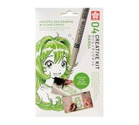 Sakura Creative Kit, 3 Pens, 3 x A6 Multi Media Paper Sheets (Manga Character)