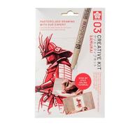 Sakura Creative Kit, 3 Pens, 3 x A6 Multi Media Paper Sheets (Samurai)