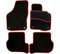 Sakura DD0664RD Tailored Car Mats, Black with Rubber Heelpad - Red Trim