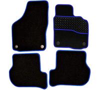 Sakura DD0827BU Tailored Car Mats, Black with Rubber Heelpad - Blue Trim