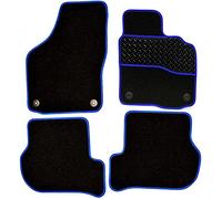 Sakura DD2010BU Tailored Car Mats, Black with Rubber Heelpad - Blue Trim