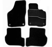 Sakura DD2078GY Tailored Car Mats, Black with Rubber Heelpad - Grey Trim