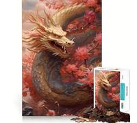Sakura Dragon Chinese 1000 Pieces Jigsaw Puzzles for Adults Strengthen Memory Casual Fun Clean Edge Classic Gift (38x52cm)