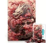 Sakura Dragon Chinese 1000 Pieces Jigsaw Puzzles for Adults Strengthen Memory Casual Fun Clean Edge Classic Gift (50x75cm)